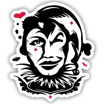 Spielkarte Joker - Sticker Größe S (10 x 10 cm) - Mattweiß - Vorne