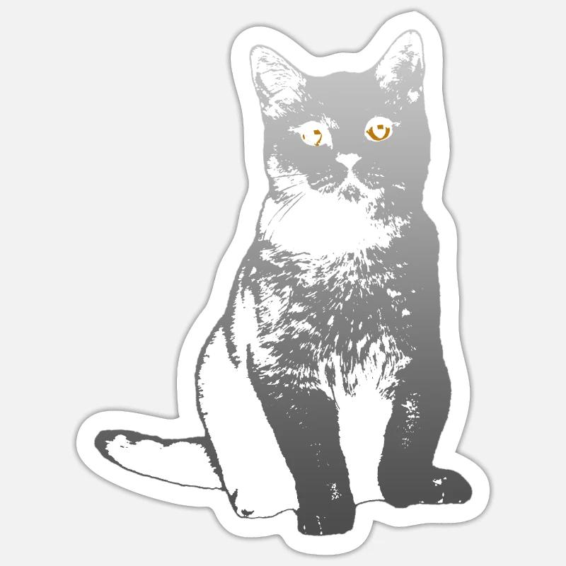 chat - Sticker taille S (10 x 10 cm) - blanc mat