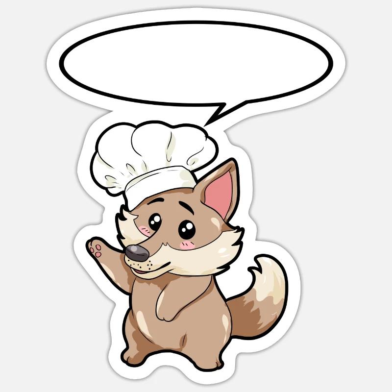 Chefkoch Wolf - Sticker Größe S (10 x 10 cm) - Mattweiß