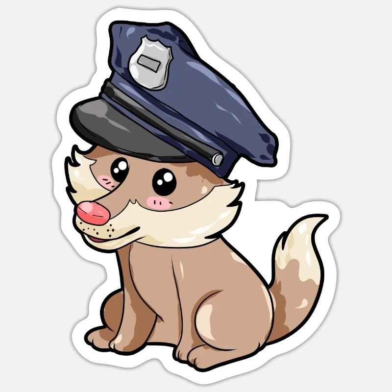Policeman Wolf - Sticker size S (10 x 10 cm) - white matte