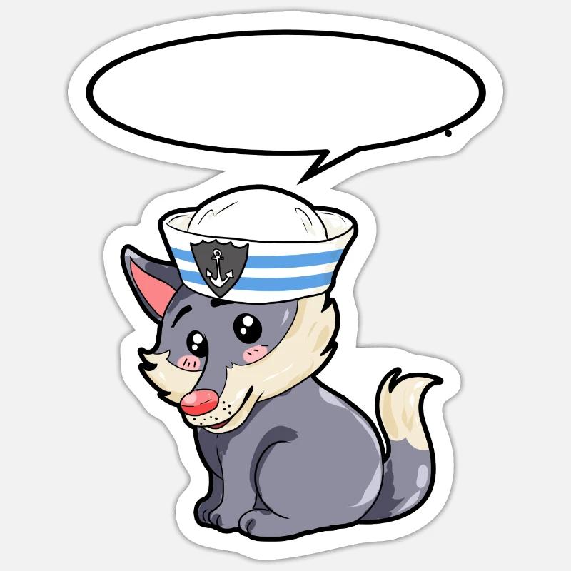Sailor Wolf - Sticker size S (10 x 10 cm) - white matte