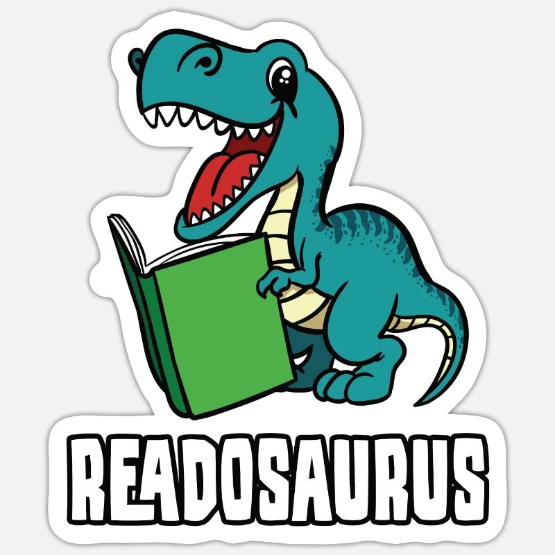 Readosaurus - Sticker taille S (10 x 10 cm) - blanc mat