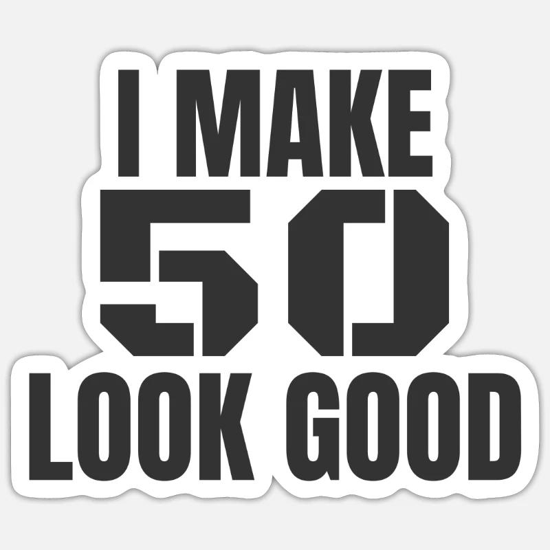 50° compleanno - Sticker formato S (10 x 10 cm) - bianco opaco
