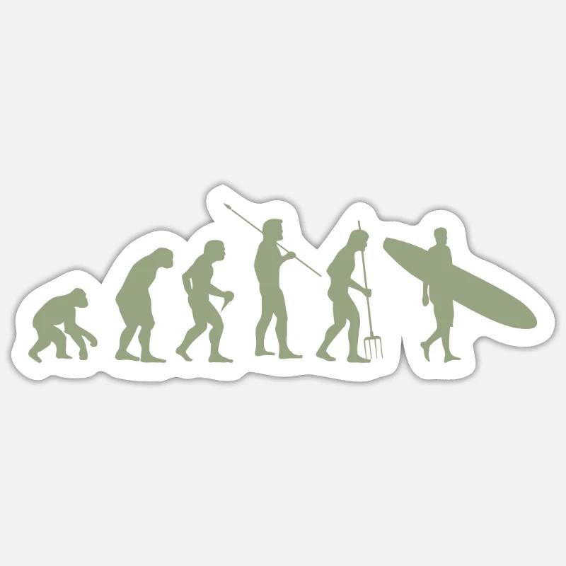 Surfing Evolution - Sticker size S (10 x 10 cm) - white matte