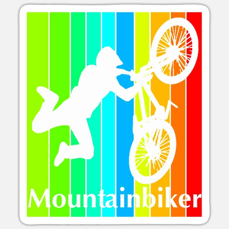 Mountainbiker - Sticker Größe S (10 x 10 cm) - Mattweiß