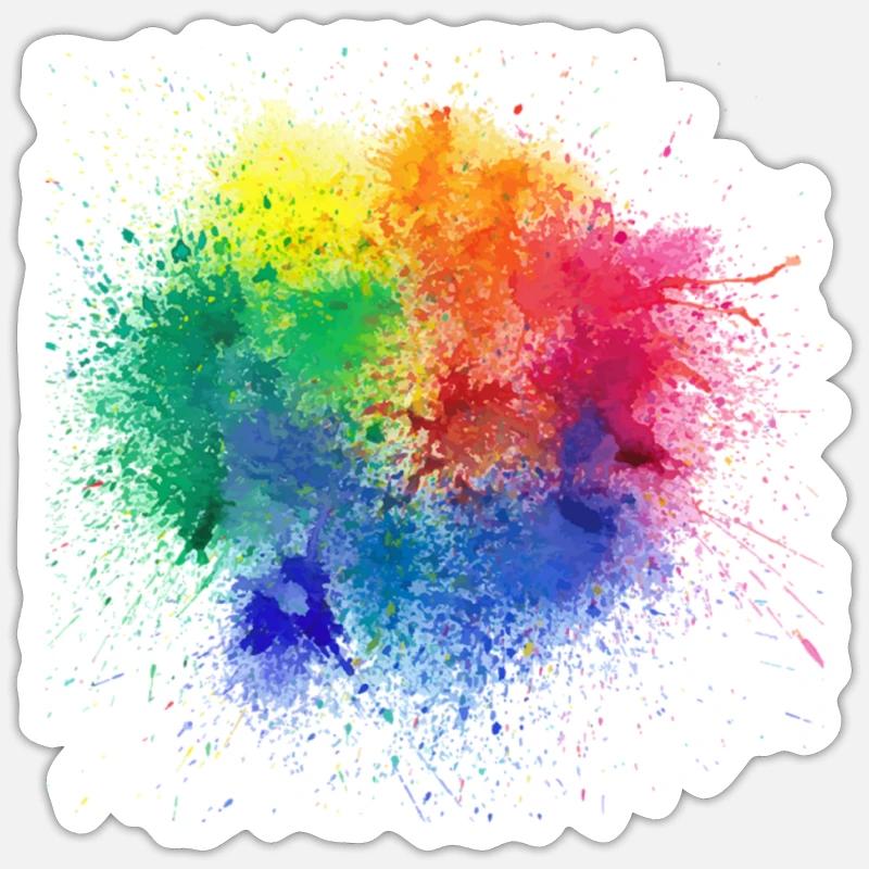 Pop de couleur Design - Sticker taille S (10 x 10 cm) - blanc mat