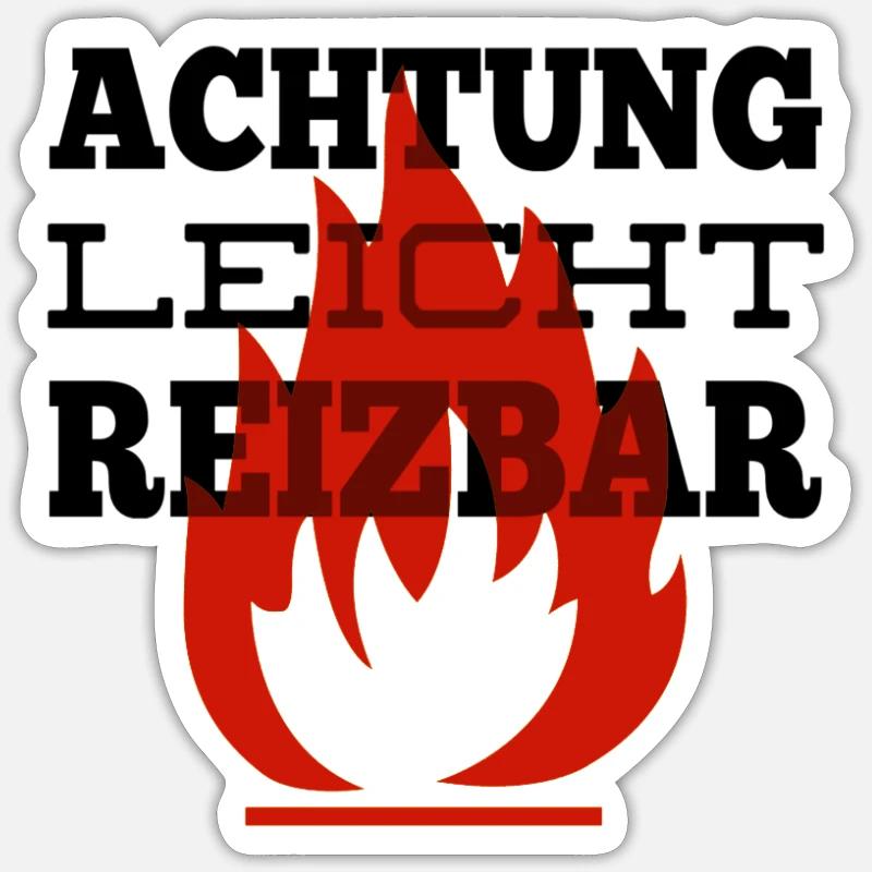 Attention slightly irritable - Sticker size S (10 x 10 cm) - white matte