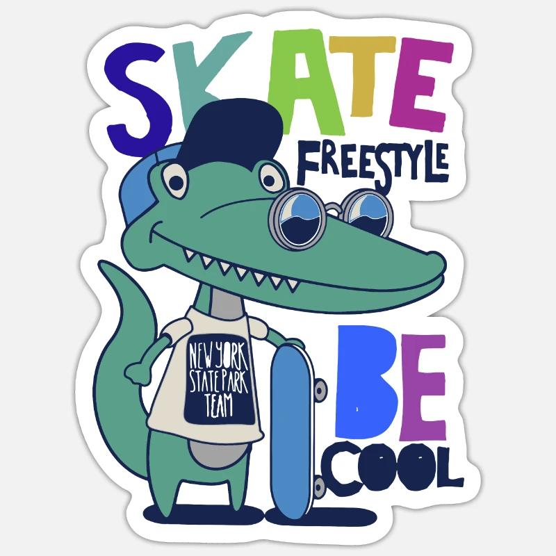 SKATE FREESTYLE BE COOL - Sticker taille S (10 x 10 cm) - blanc mat