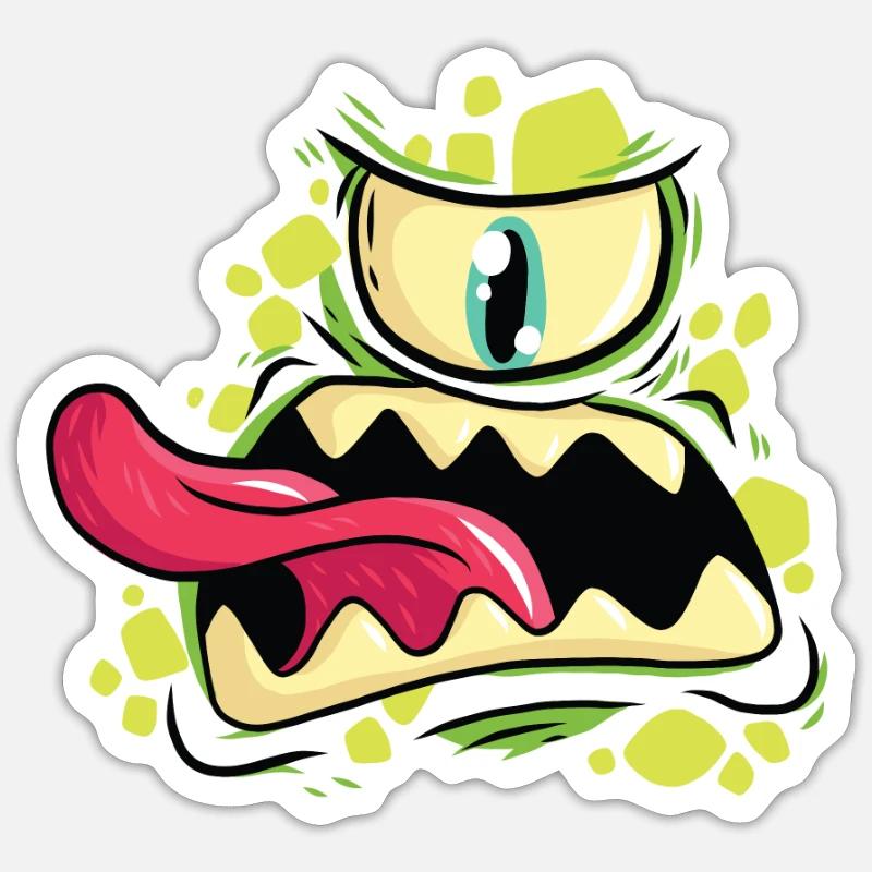 monstre - Sticker taille S (10 x 10 cm) - blanc mat