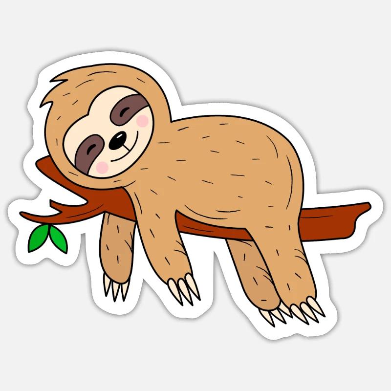 Faultier - Sticker Größe S (10 x 10 cm) - Mattweiß