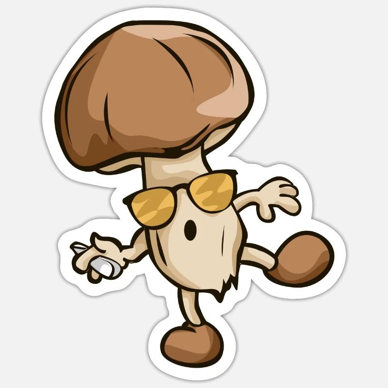 Cooler Comic Pilz Joint Kiffen Gras Marihuana - Sticker Größe S (10 x 10 cm) - Mattweiß