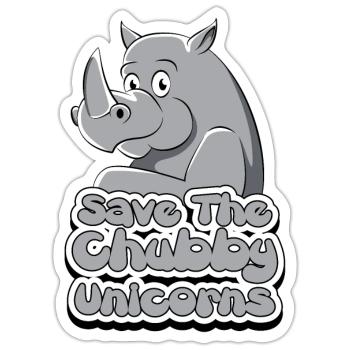 RhinoCeros Rhino Chubby Unicorn Gift - Sticker size S (10 x 10 cm) - white matte - Front
