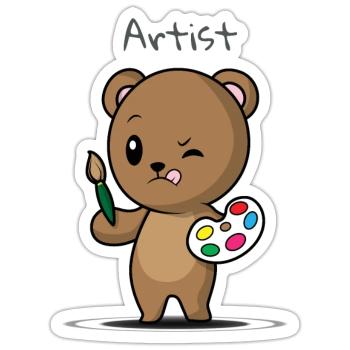 Künstler Süß - Sticker Größe S (10 x 10 cm) - Mattweiß - Vorne