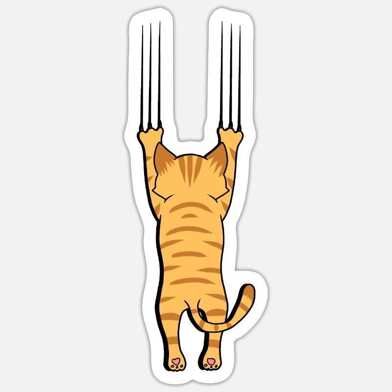 Cat with claws - Sticker size S (10 x 10 cm) - white matte