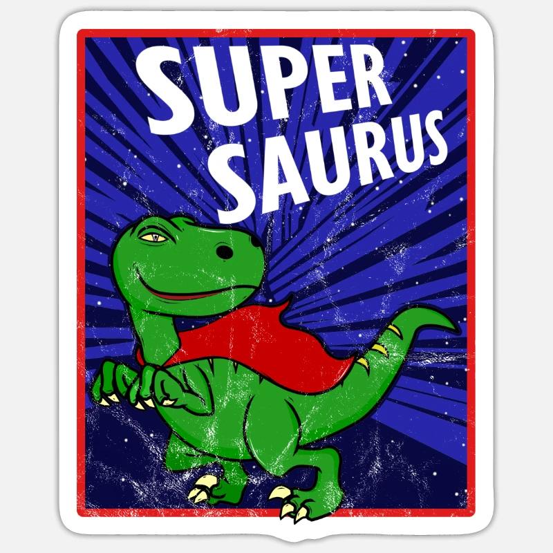 Superheld T-Rex Dinosaurier Tier Geschenkidee - Sticker Größe S (10 x 10 cm) - Mattweiß