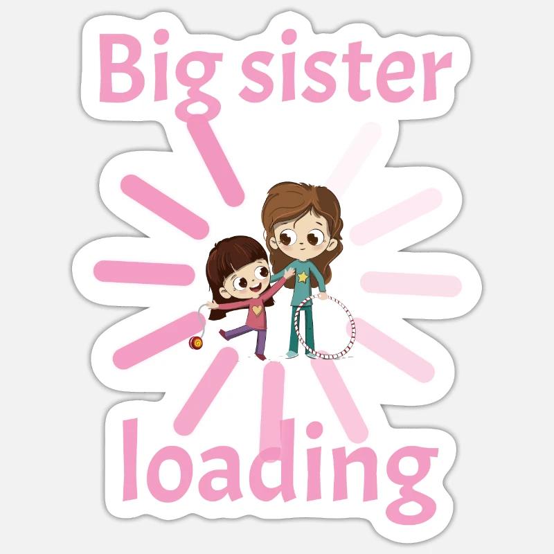 Große Schwester lädt loading Geburt Kind Schwanger Sticker Größe S (10 x 10 cm)
