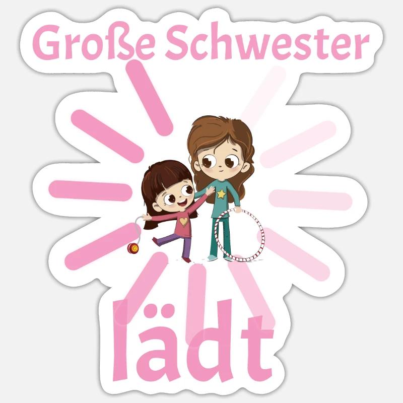Große Schwester lädt loading Geburt Kind Schwanger Sticker Größe S (10 x 10 cm)