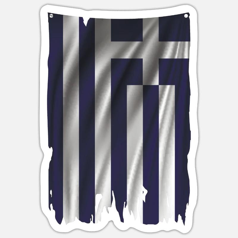 Bannière grecque - Sticker taille S (10 x 10 cm) - blanc mat