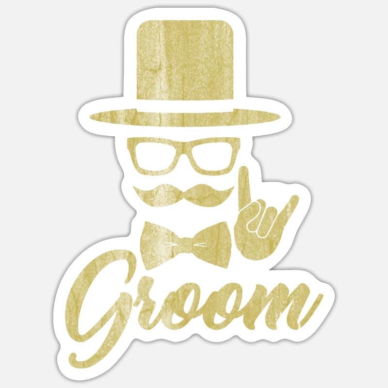 Bräutigam Junggesellenabschied - Sticker Größe S (10 x 10 cm) - Mattweiß