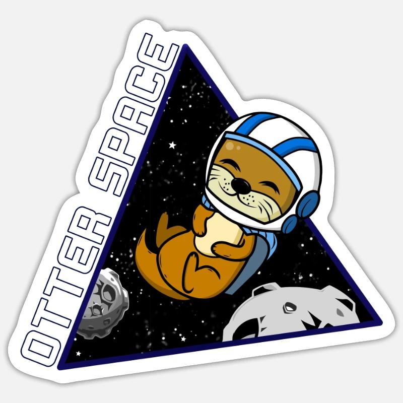 Otter Space Astronaut Planet Gift Voyager dans l'espace - Sticker taille S (10 x 10 cm) - blanc mat