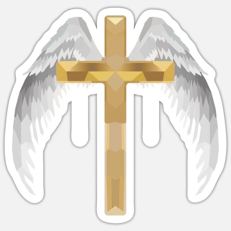 Polygone croix avec ailes - Sticker taille S (10 x 10 cm) - blanc mat