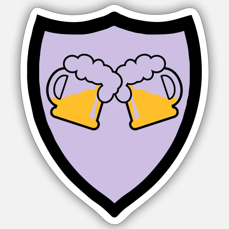 Bier Emblem 3c - Sticker Größe S (10 x 10 cm) - Mattweiß