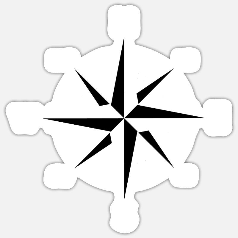White Wind Rose Compass Nautical Direction Sticker size S (10 x 10 cm)