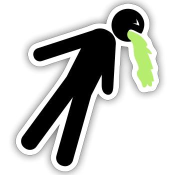 funny puking vomit nausea hangover alcohol - Sticker size S (10 x 10 cm) - white matte - Front