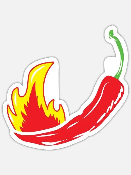 Flammend heißer würziger Pfeffer - chili sauce - Sticker Größe S (10 x 10 cm) - Mattweiß
