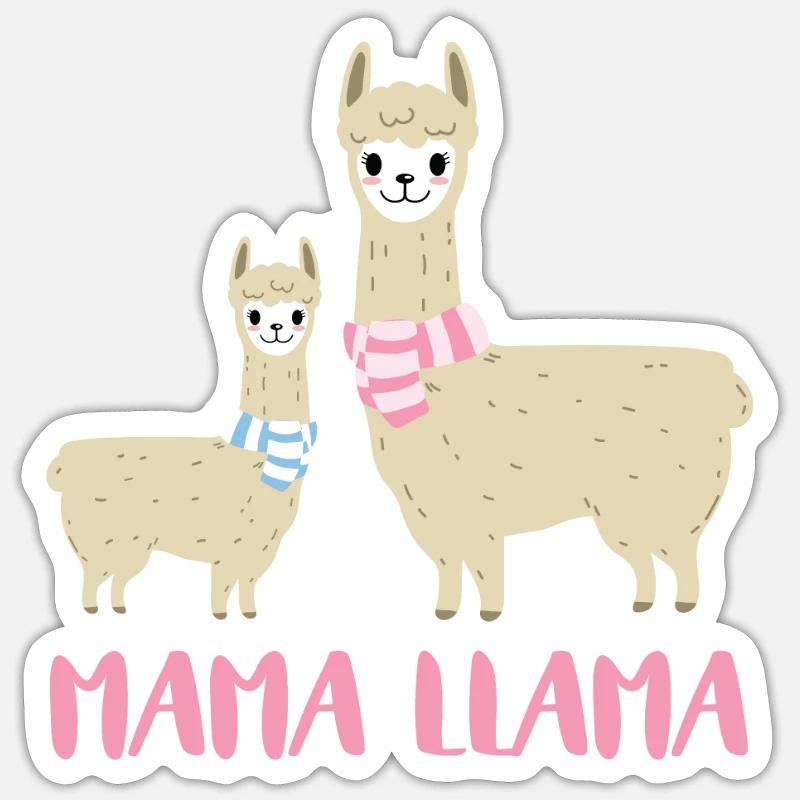 Mama Llama - Llama Lover Gift Idea - Sticker size S (10 x 10 cm) - white matte