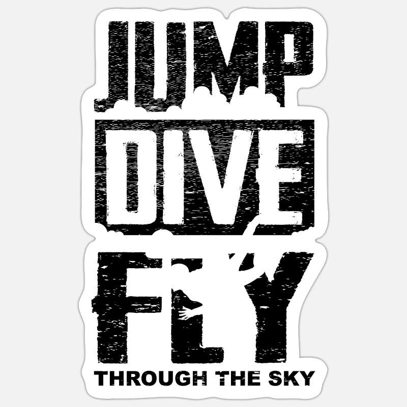 Jump Dive Fly Skydive Fallschrimspringer Geschenk - Sticker Größe S (10 x 10 cm) - Mattweiß