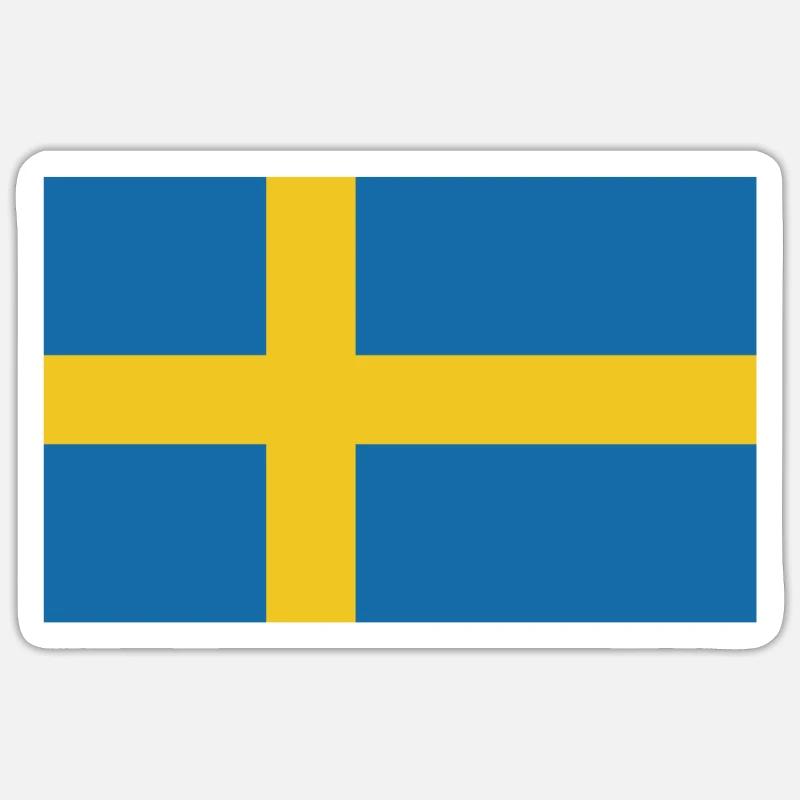 Drapeau de la Suède Drapeau Sweden - Sticker taille S (10 x 10 cm) - blanc mat