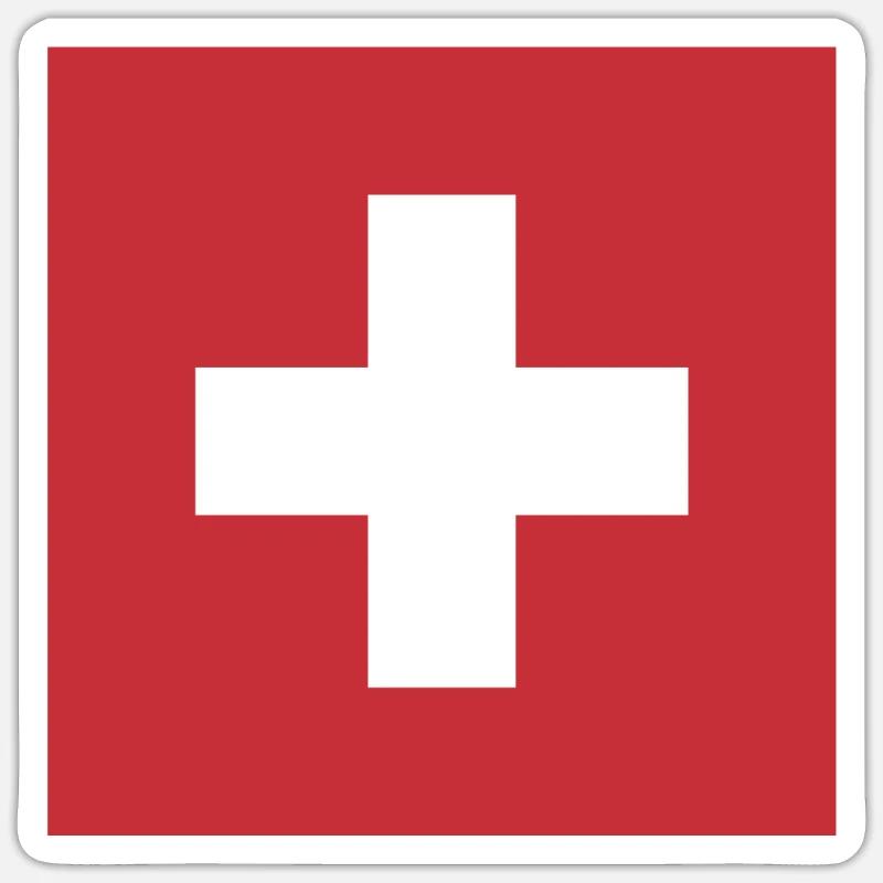 Drapeau Suisse Drapeau Suisse Suisse - Sticker taille S (10 x 10 cm) - blanc mat
