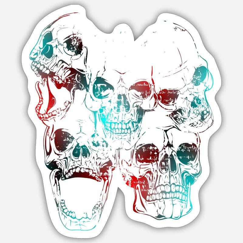crâne - Sticker taille S (10 x 10 cm) - blanc mat