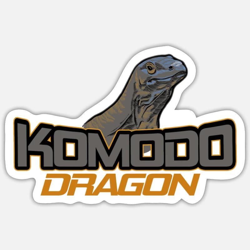 Komodo Waran Drache - Sticker Größe S (10 x 10 cm) - Mattweiß