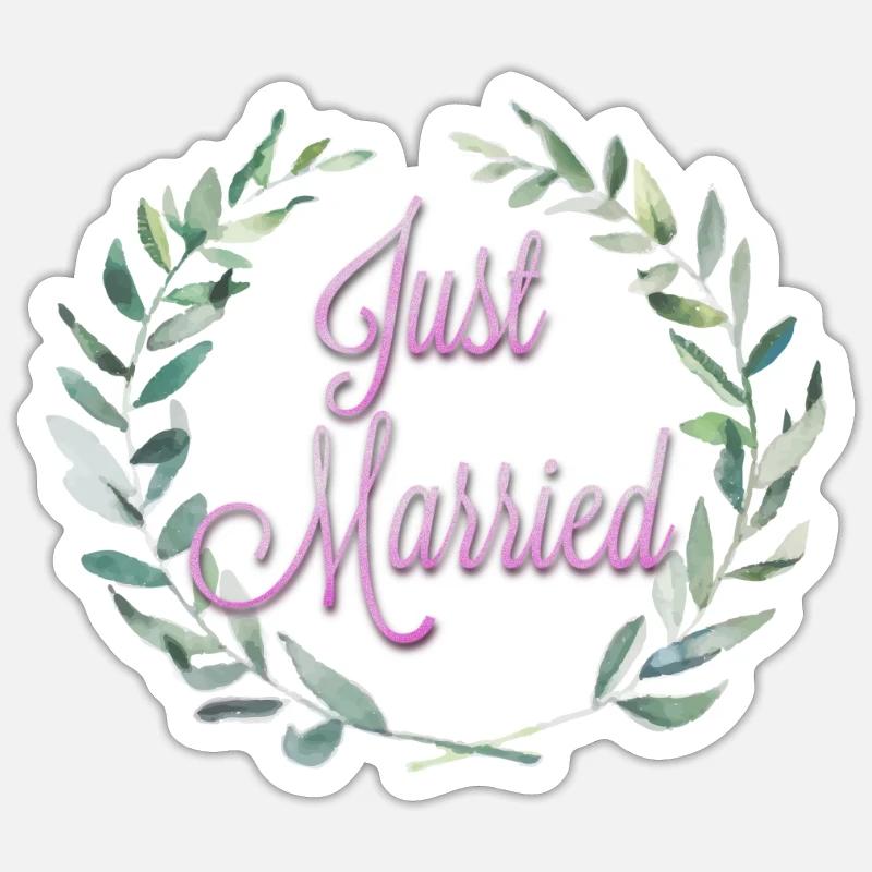 Vient de se marier - Sticker taille S (10 x 10 cm) - blanc mat