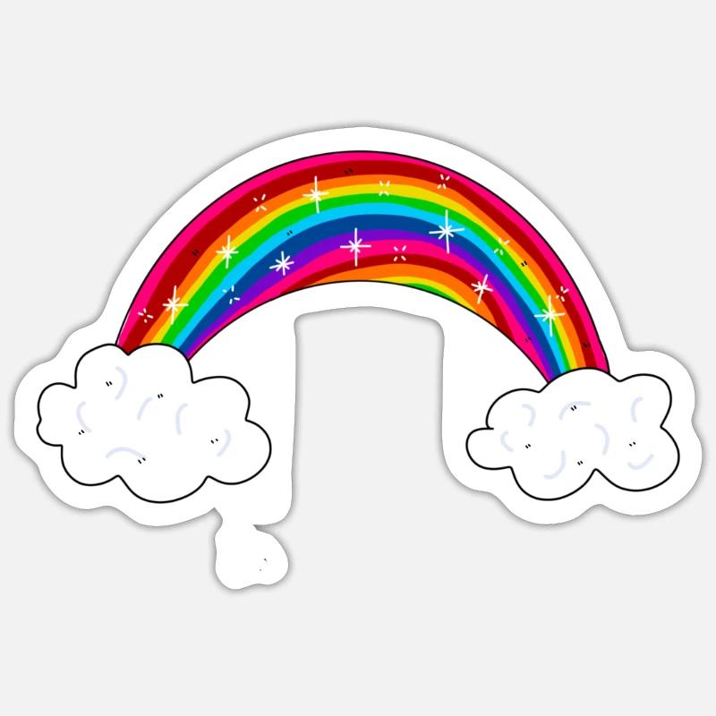 glittering rainbow with clouds Sticker size S (10 x 10 cm)