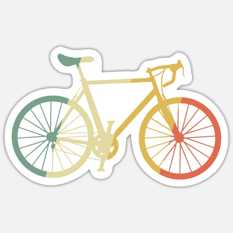 Vélo de course vélo retro multicolore cadeau Sticker taille S (10 x 10 cm)