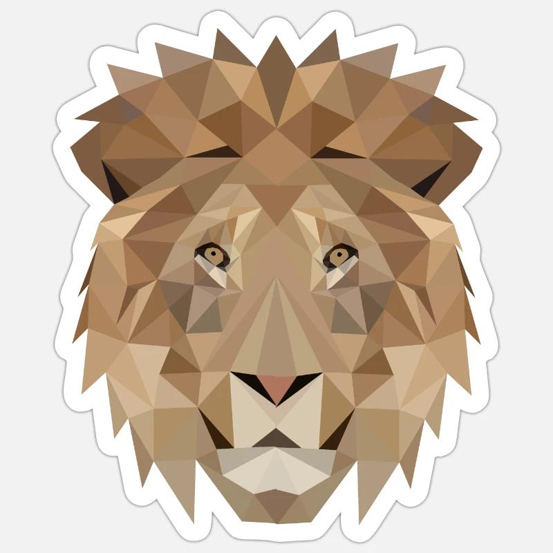 Löwe Polygon Löwenkopf Sternzeichen Geschenkidee - Sticker Größe S (10 x 10 cm) - Mattweiß