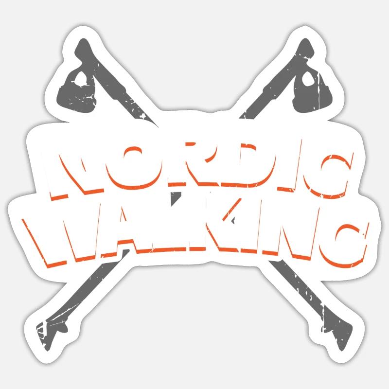 Pole walking - Sticker size S (10 x 10 cm) - white matte