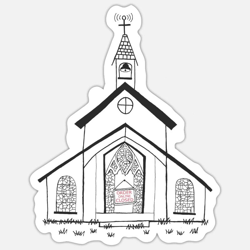 Kirche Sticker Größe S (10 x 10 cm)