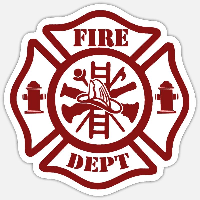 Fire Dept. avec ladder - Pompiers avec échelle - Sticker taille S (10 x 10 cm) - blanc mat