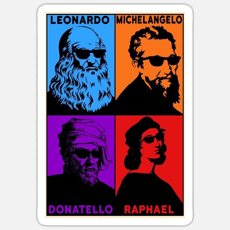 Leonardo Michelangelo Donatello Raphael - Sticker Größe S (10 x 10 cm) - Mattweiß