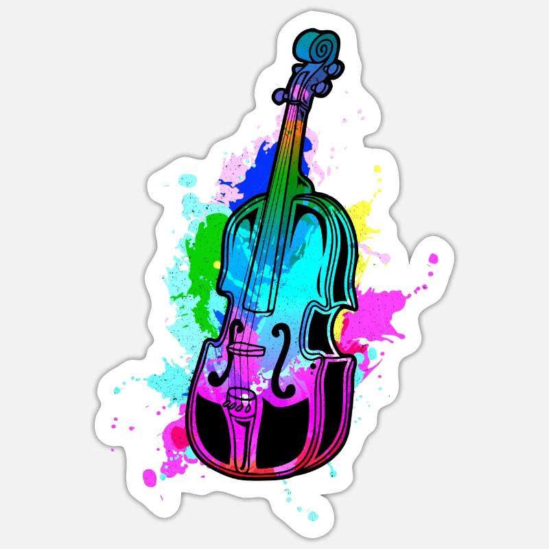 Violoncelle - Sticker taille S (10 x 10 cm) - blanc mat