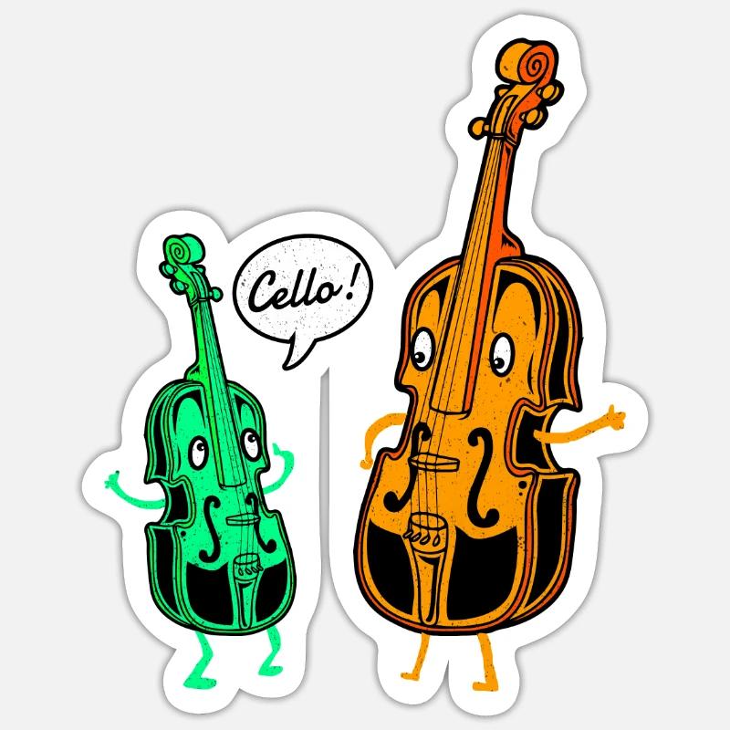 Violoncelle - Sticker taille S (10 x 10 cm) - blanc mat