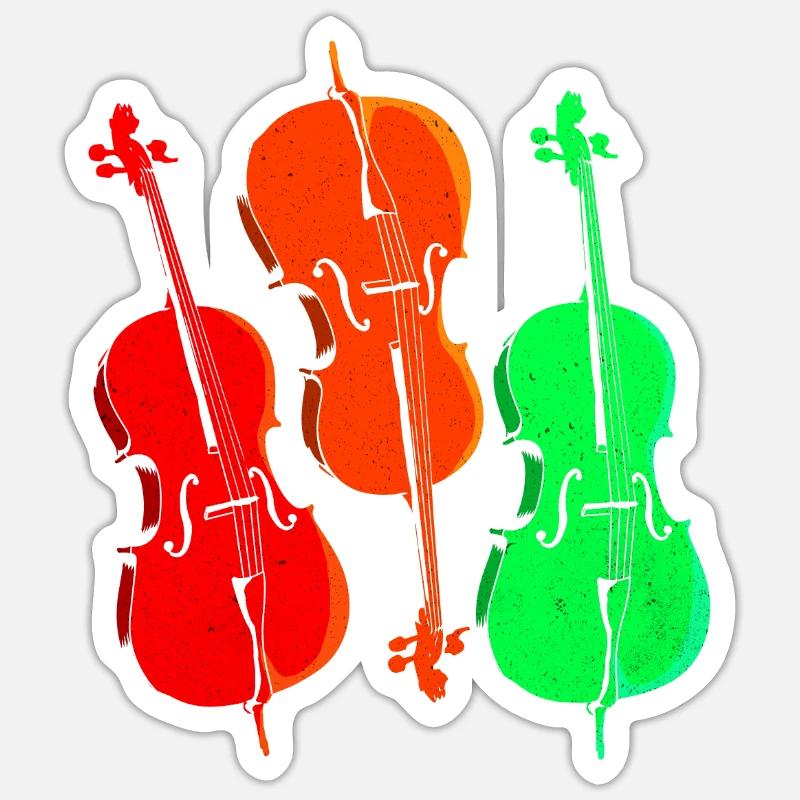 Violoncelle - Sticker taille S (10 x 10 cm) - blanc mat