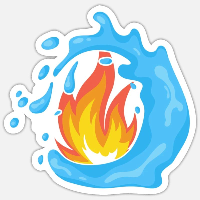 Éléments Feu et eau - Sticker taille S (10 x 10 cm) - blanc mat