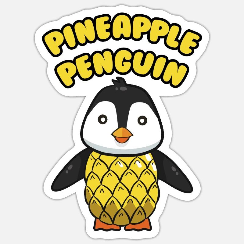 Pineapple Penguin - Sticker Größe S (10 x 10 cm) - Mattweiß