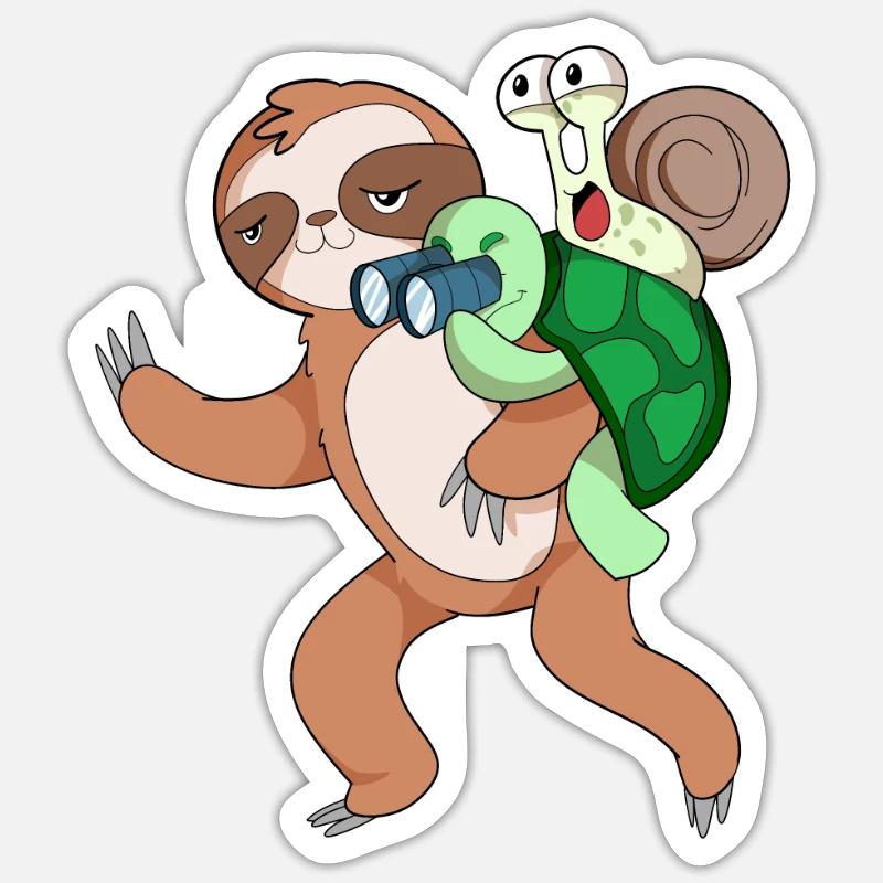 Turtle snail and sloth Sticker size S (10 x 10 cm)
