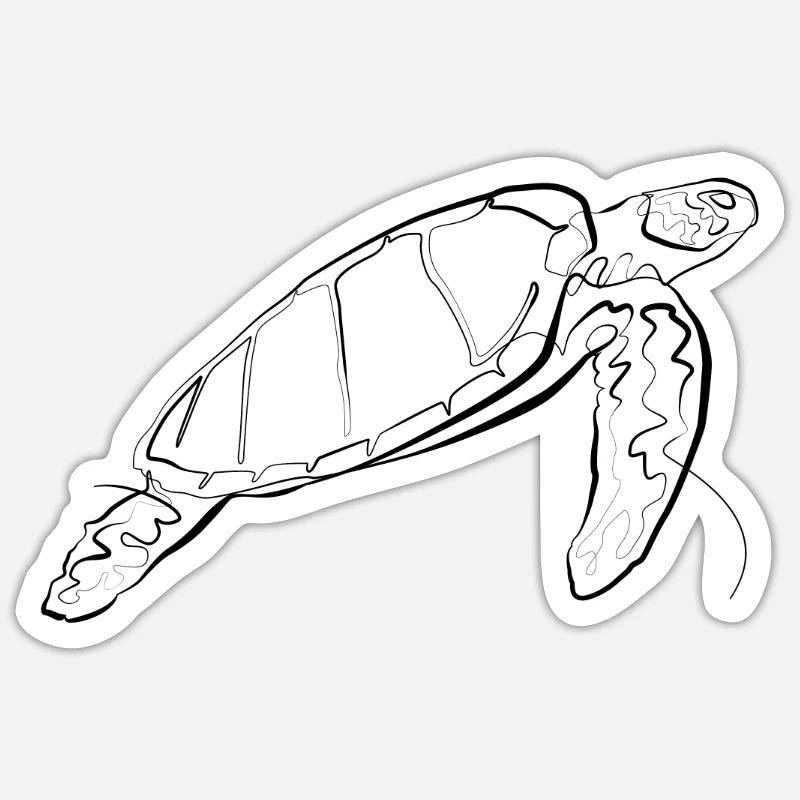 Schildkröte - one line drawing - Sticker Größe S (10 x 10 cm) - Mattweiß